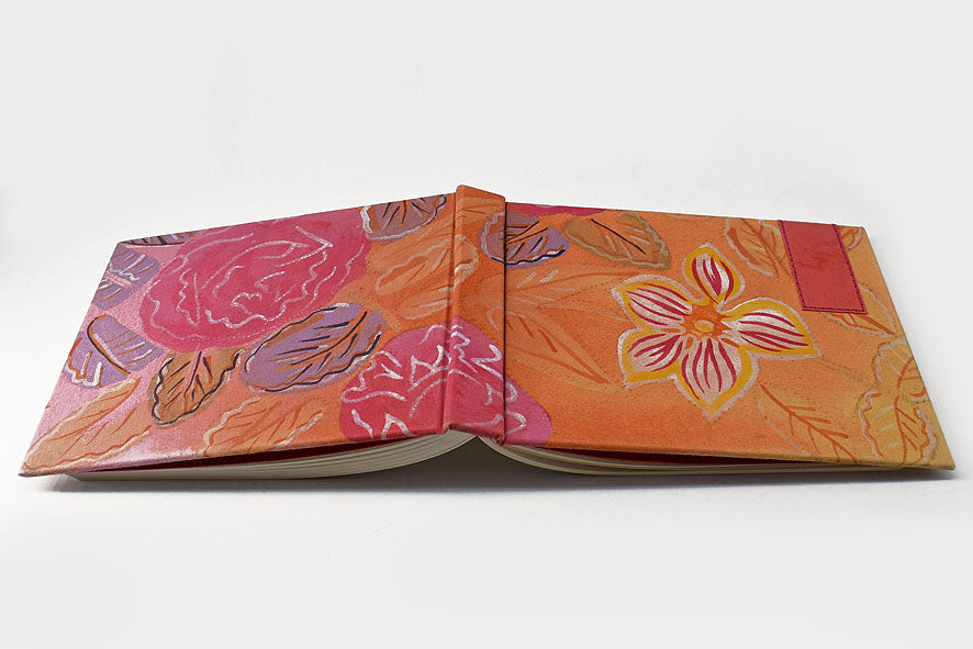 Painted Floral Hardbound Notebook A6 Landscape, Set of 2