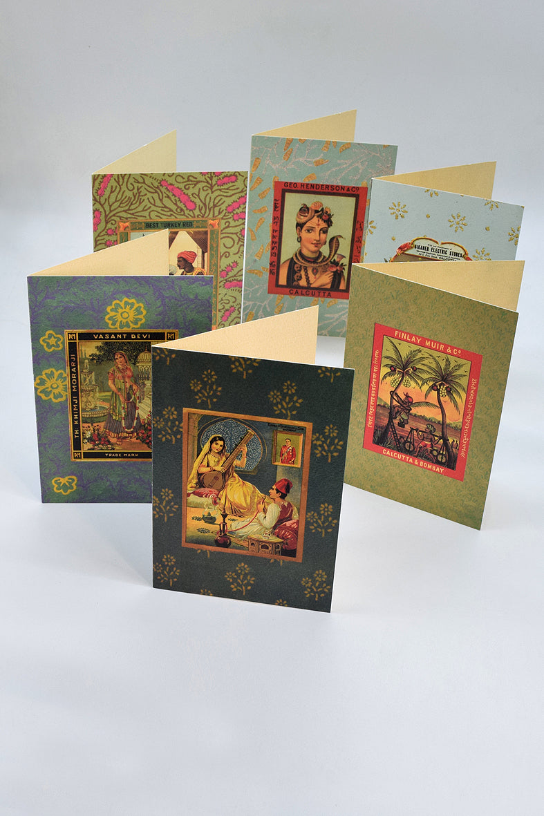 Textile Lable Printed Assorted Greeting Cards & Envelopes, Set of 6, 4x6