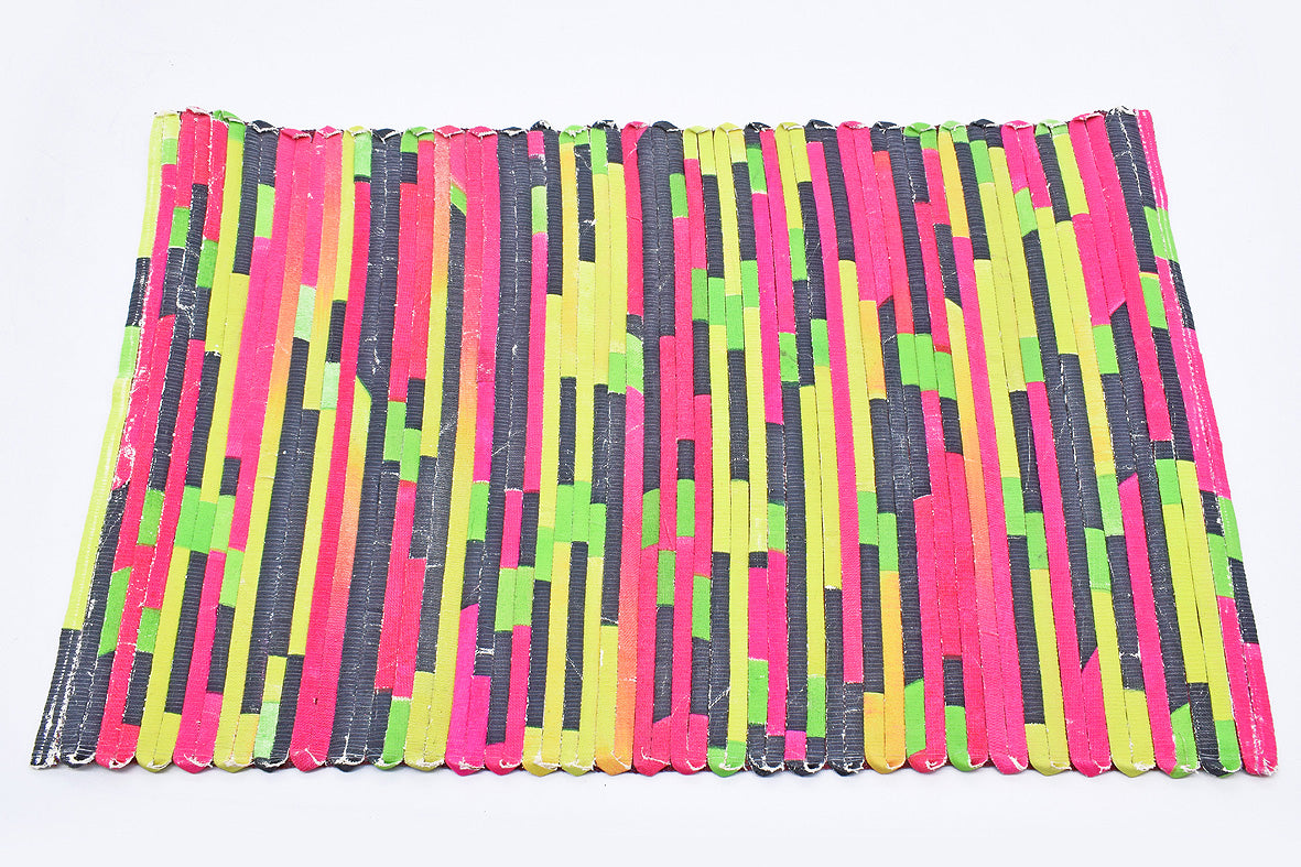 Painted Canvas Strips Handloom Weave Placemats, Set of 6, 17x12