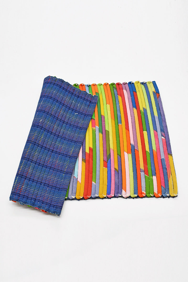 Painted Canvas Strips Handloom Weave Placemats, Set of 6, 17x12