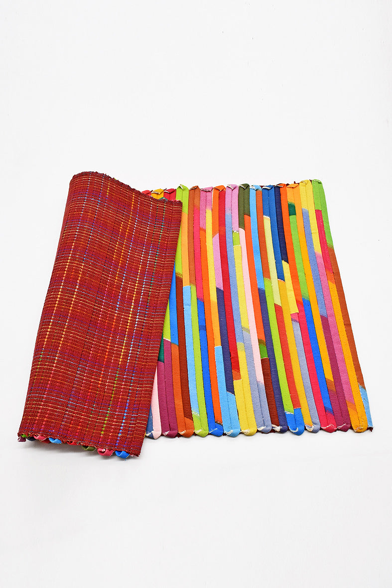Painted Canvas Strips Handloom Weave Placemats, Set of 6, 17x12