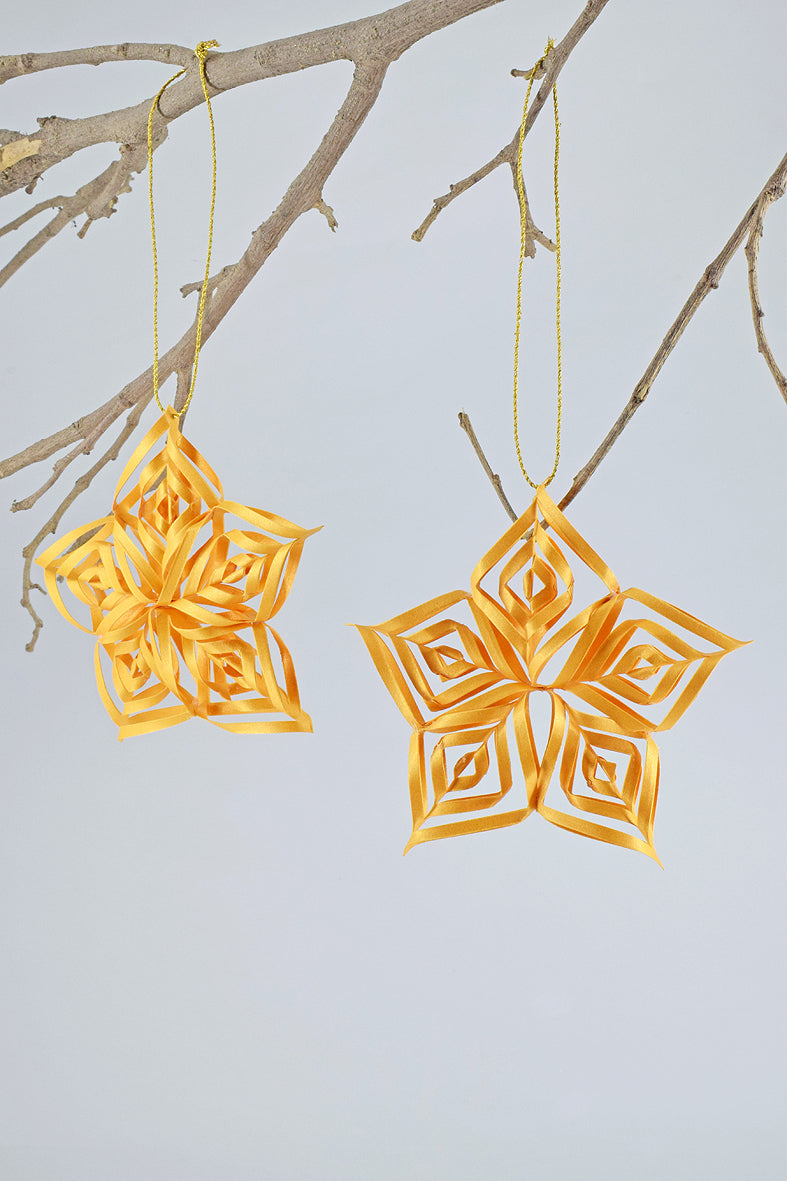 Christmas Objects Curled Paper Star, Set of 2