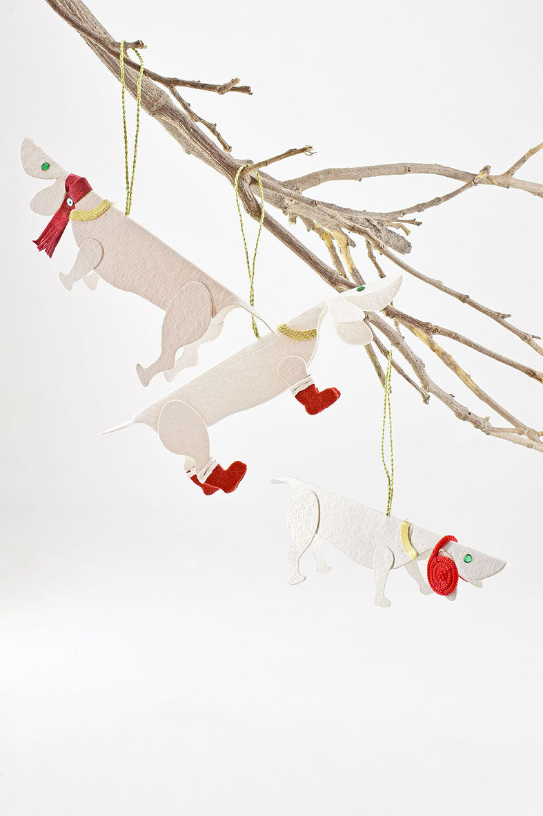 Dog with boots, earmuffs and scarf, Set of 3