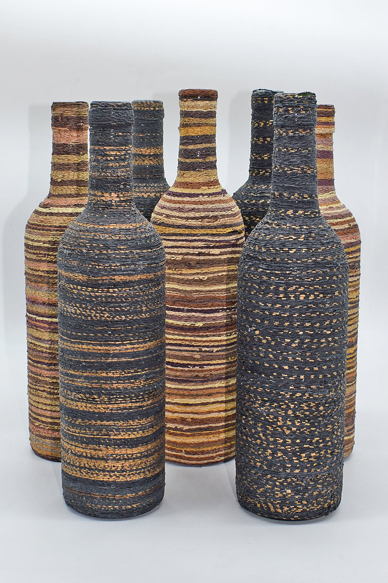 Paper Yarn Clad Recycled Glass Bottle