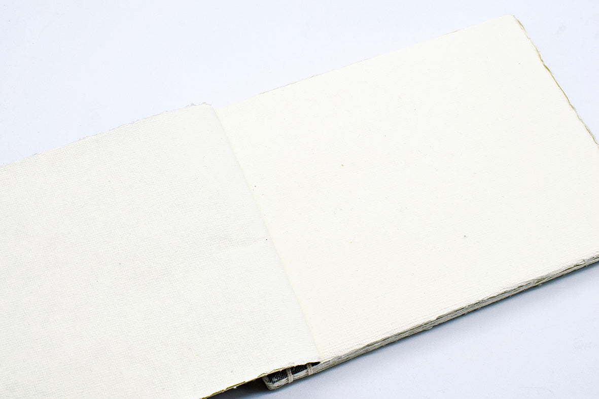 Champagne Silver & Gold Ink Splatter Japanese Binding Notebook, 6X8.5, Deckle-edged Pages