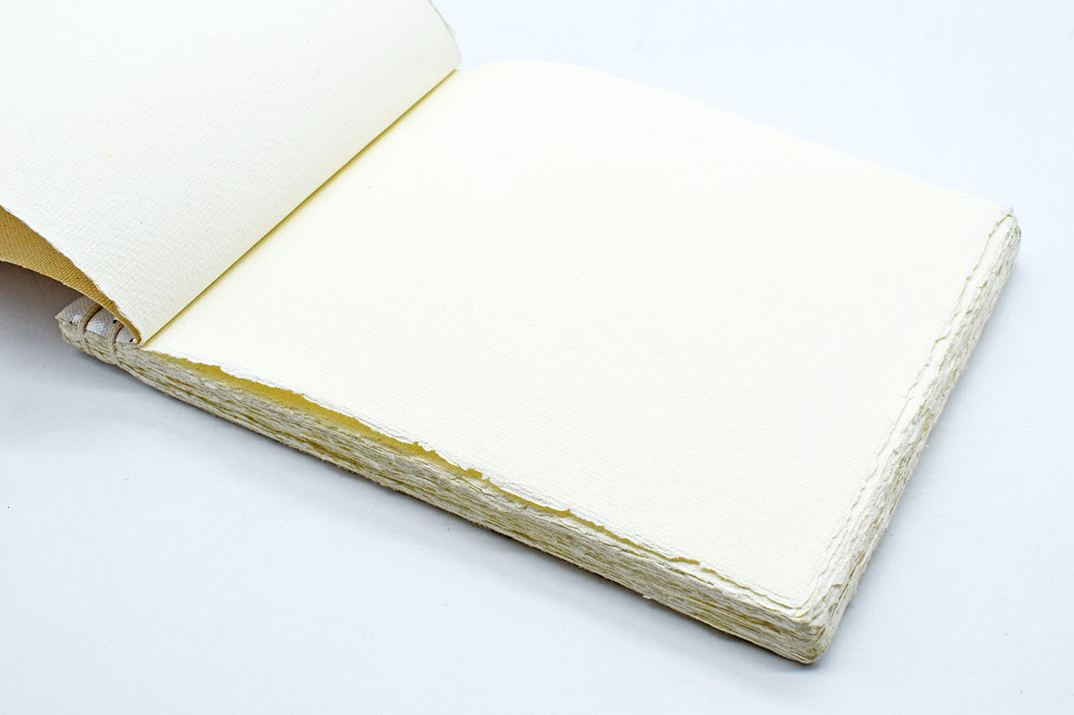 Pearl Black & Gold Ink Splatter Japanese Binding Notebook, 6X8.5, Deckle-edged Pages