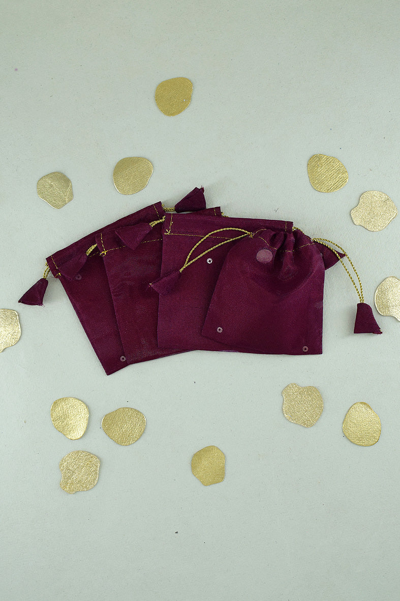 Organza Fabric Tassel Tie Drawstring Ginni Small Gifting Pouch Online