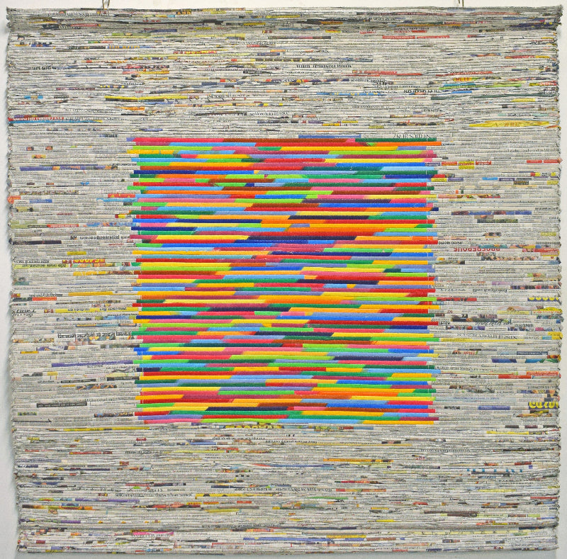 Edition Wall Art, Newspaper Surface & Coloured Canvas Centre, 42.5x42.5