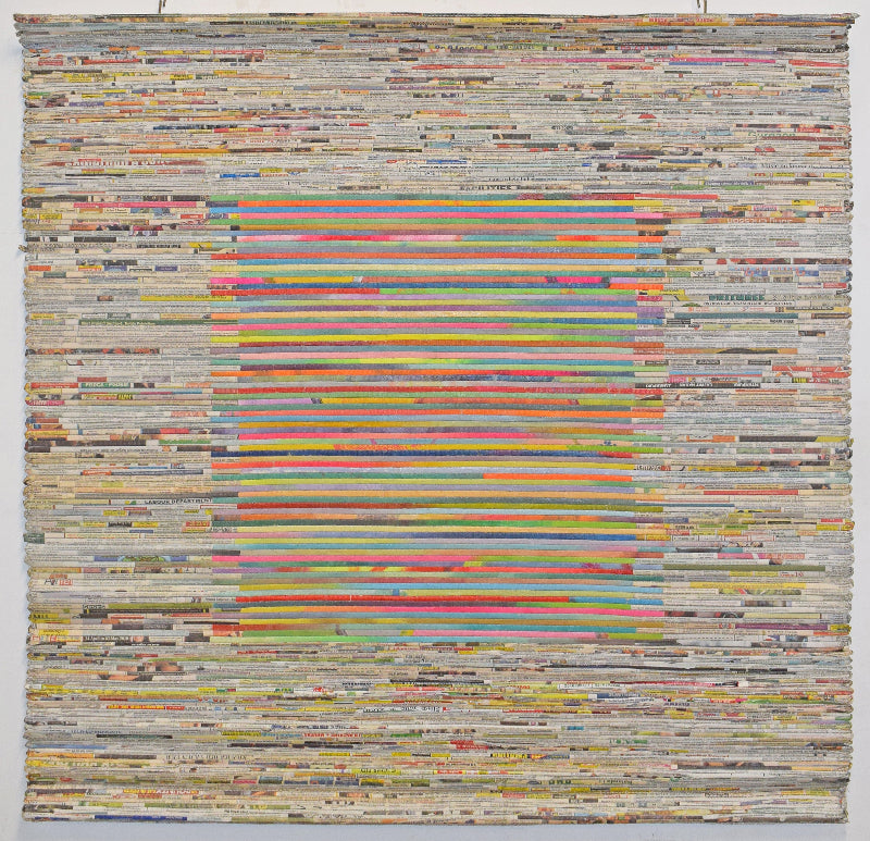 Edition Wall Art, Newspaper Surface & Coloured Canvas Centre, 42x42