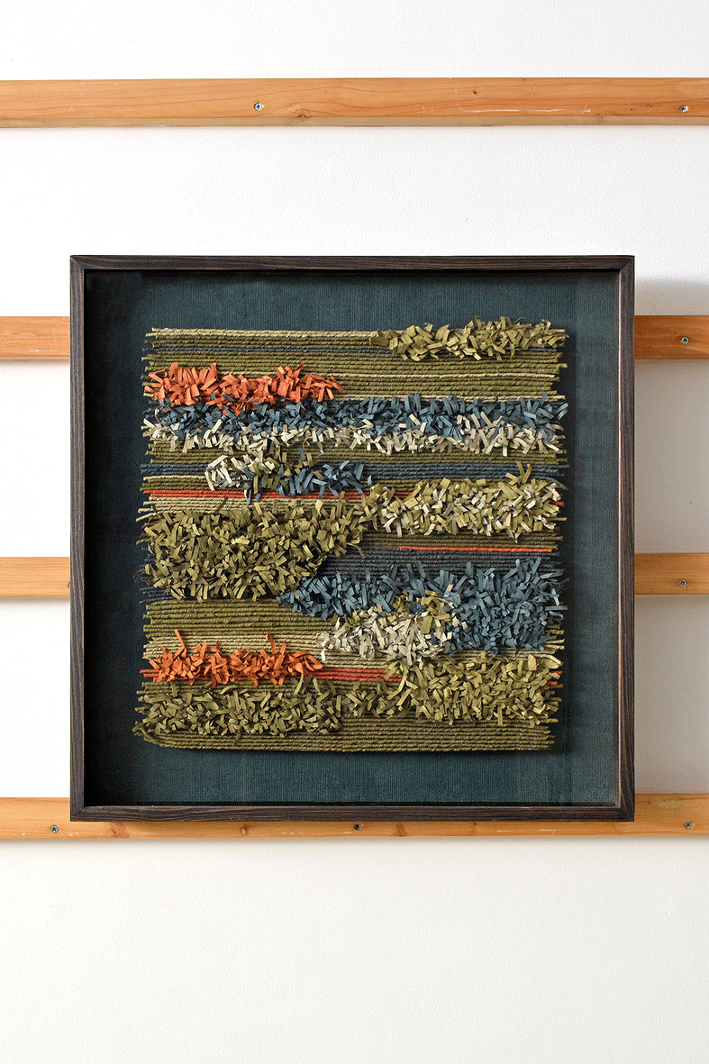 Blue Green Paper Fringes Weave Framed Wall Art Hanging Online
