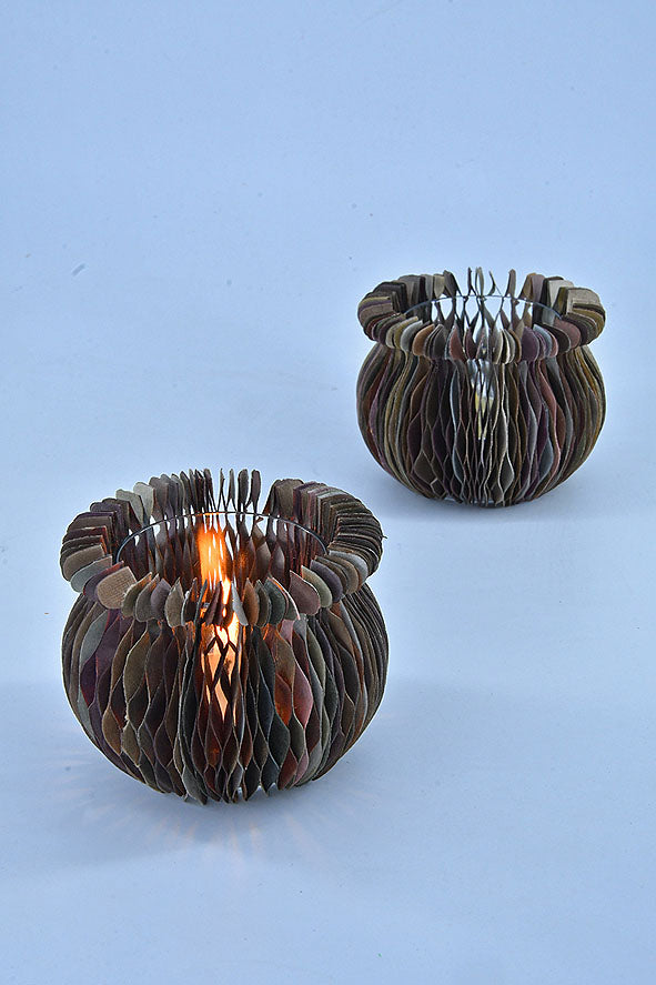 Matka Concertina Covers with Tumbler Tealight Holder, Set of 2