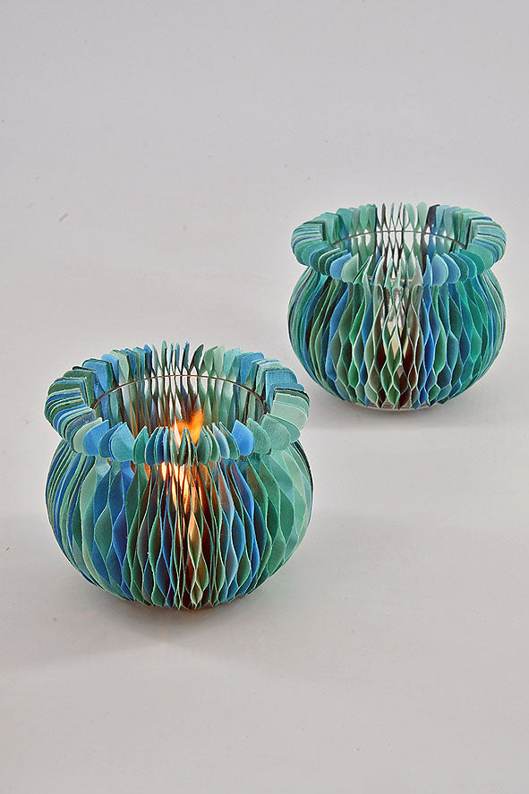 Matka Concertina Covers with Tumbler Tealight Holder, Set of 2