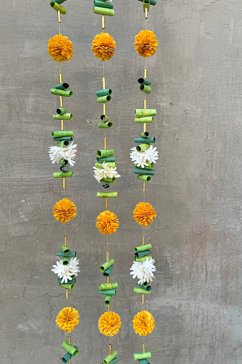 Rolled Paper Leaves and Marigold String, Set of 2