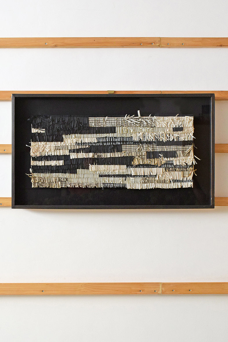 White Ivory Black Paper Fringes Collage Framed Wall Art Online