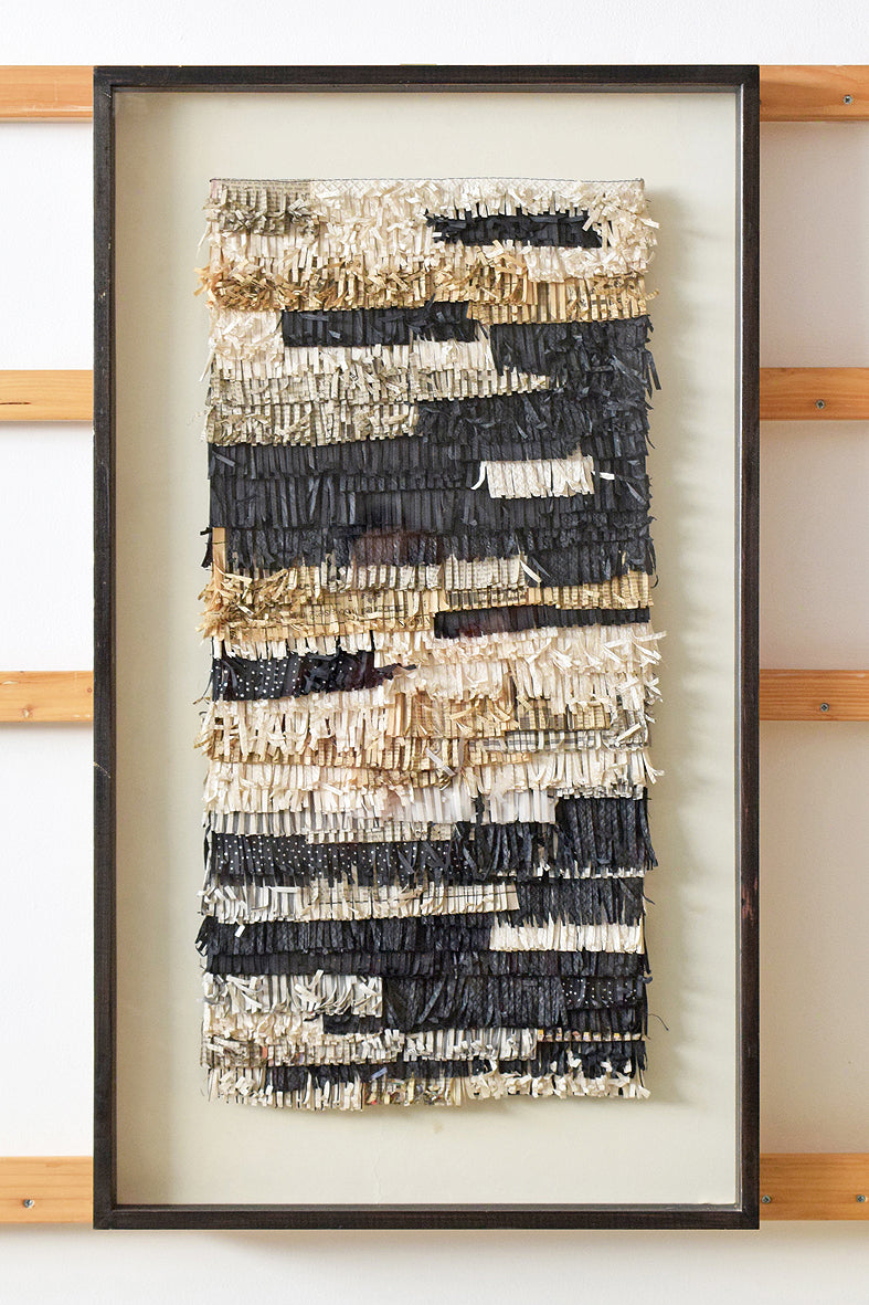 White Beige Black Paper Fringes Weave Framed Wall Art Online 21x38