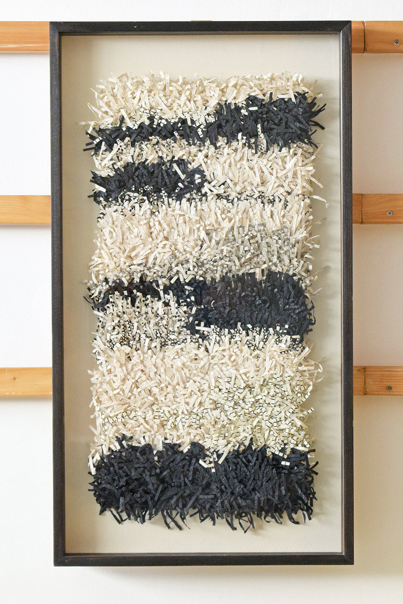 Black White Paper Fringes Weave Framed Wall Art Online