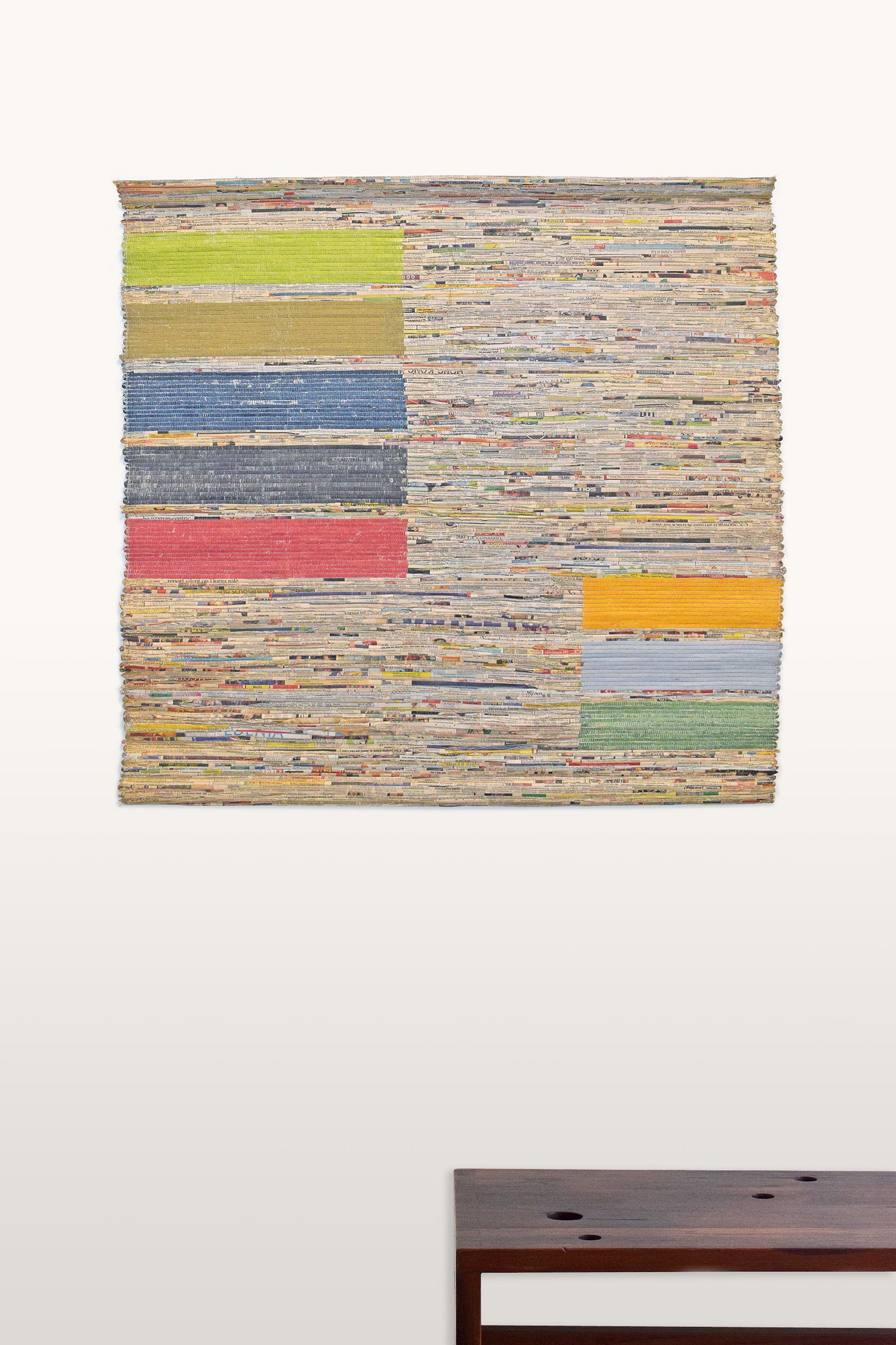 Edition Wall Art, Newspaper Surface & Coloured Canvas Side Insets, 42x40
