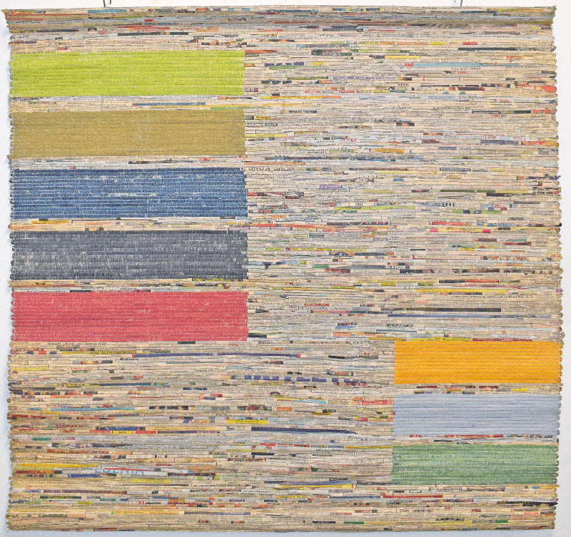 Edition Wall Art, Newspaper Surface & Coloured Canvas Side Insets, 42x40