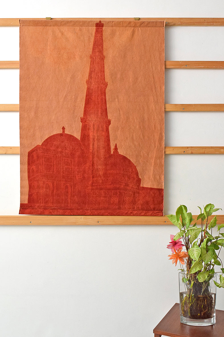 Qutub Minar Hand Painted Canvas Wall Art Hanging Online
