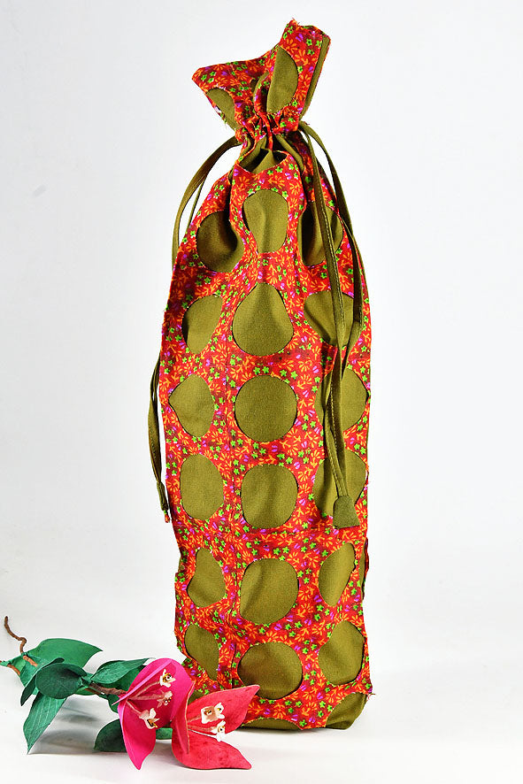 Chintz Rounds Wine Bottle Bag Heena, Set of 2, 15x5