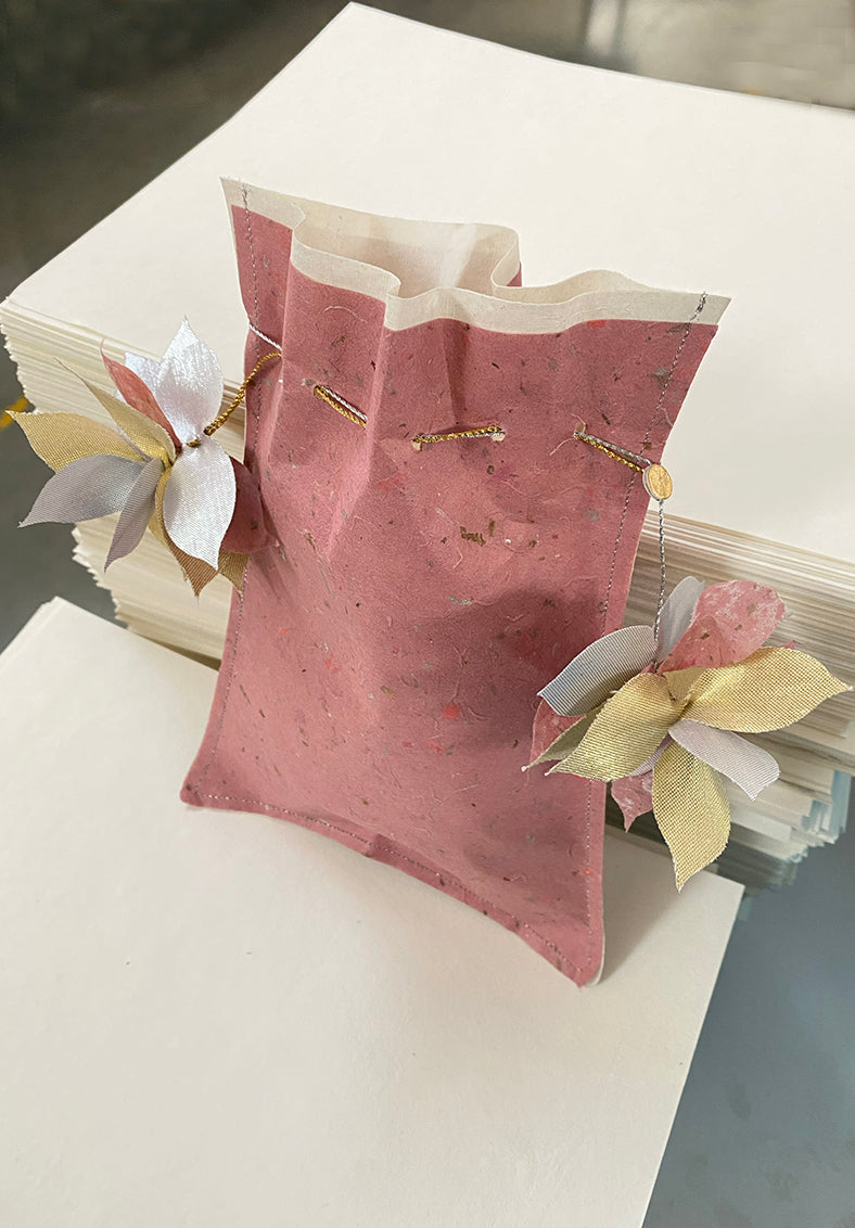 Paper Gift Pouch with Gotta Fabric Tassel, Set of 2, 15X21cm