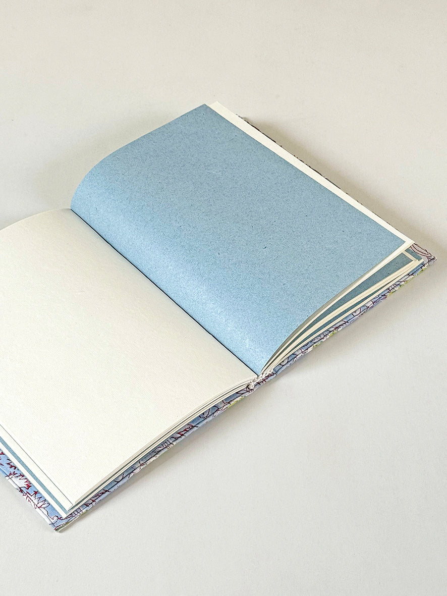 Quilted Cover Coptic Stitch Journal with Bag, Prints, 9.5x7