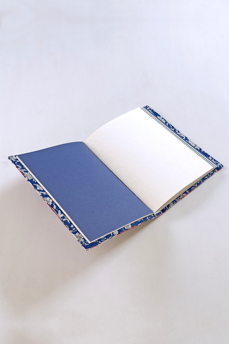 Quilted Cover Coptic Stitch Notebook with Bag, Prints, 9.5x7