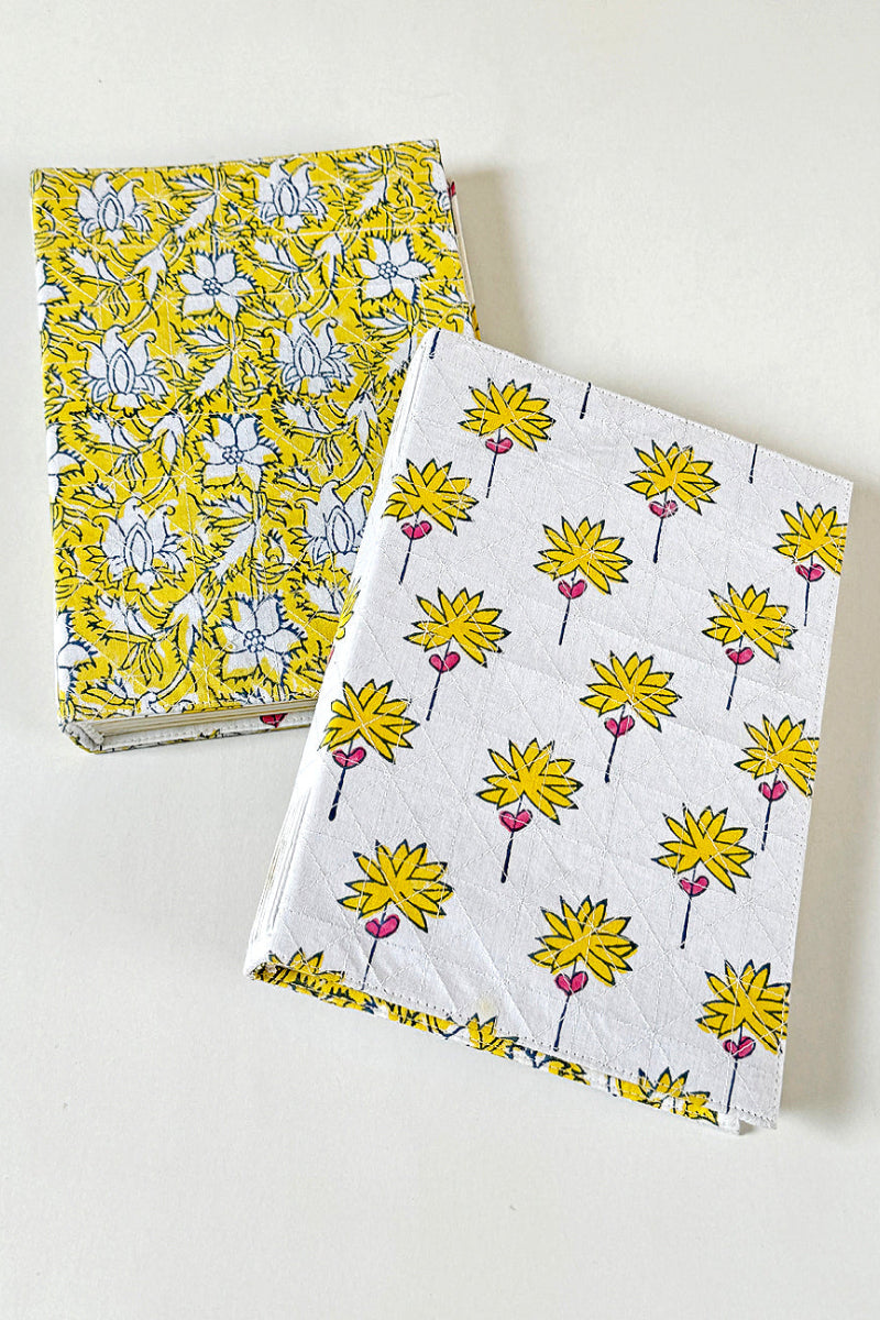 Yellow Quilted Cover Coptic Stitch Journal Notebook With Bag Online