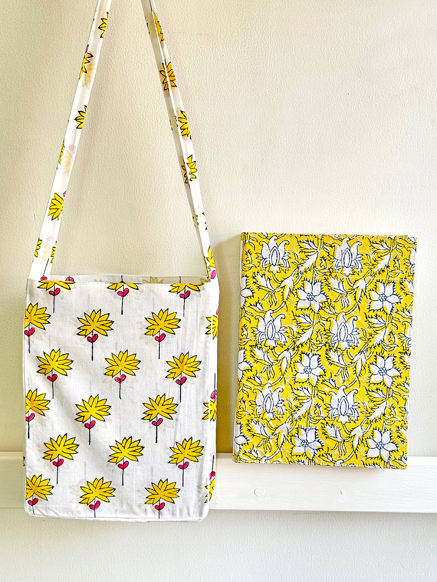 Yellow Quilted Cover Coptic Stitch Journal Notebook With Bag Online