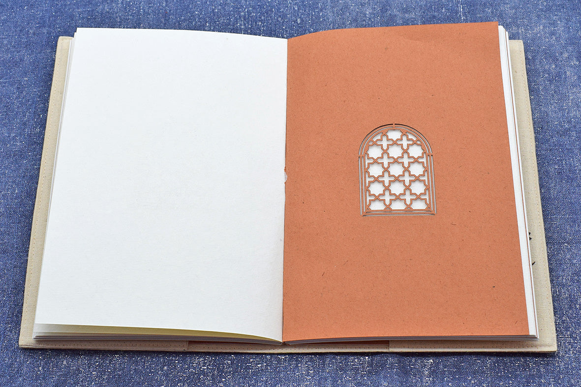 Notebooks Qissa Kahani, Tiger Hand Painted Slip Cover, 19X13.5 Blank pages insert + Extra Notebook Ruled Pages