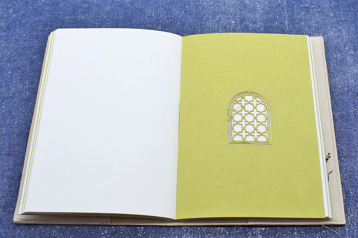 Notebooks Qissa Kahani, Queen/ Parrots Hand Painted Slip Cover, 20X14 Blank pages insert + Extra Notebook Ruled Pages