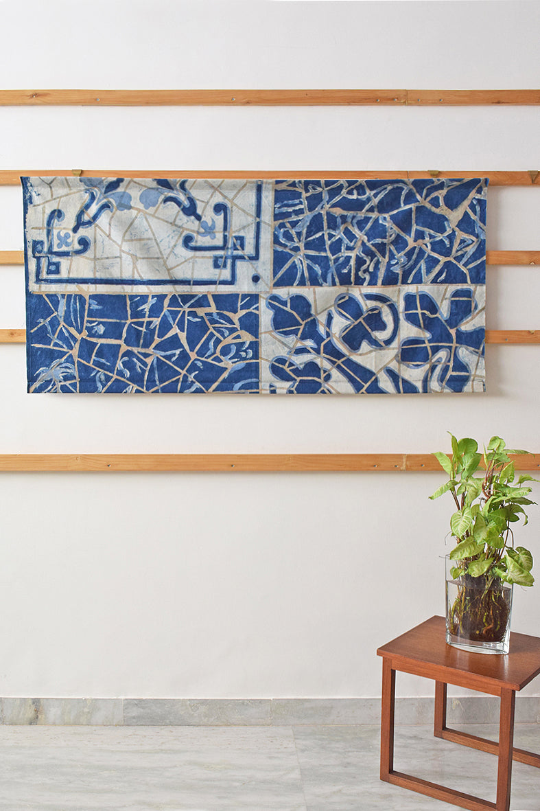 Dabu Texture Painted Neel Natural Dye Canvas Wall Art Hanging Online