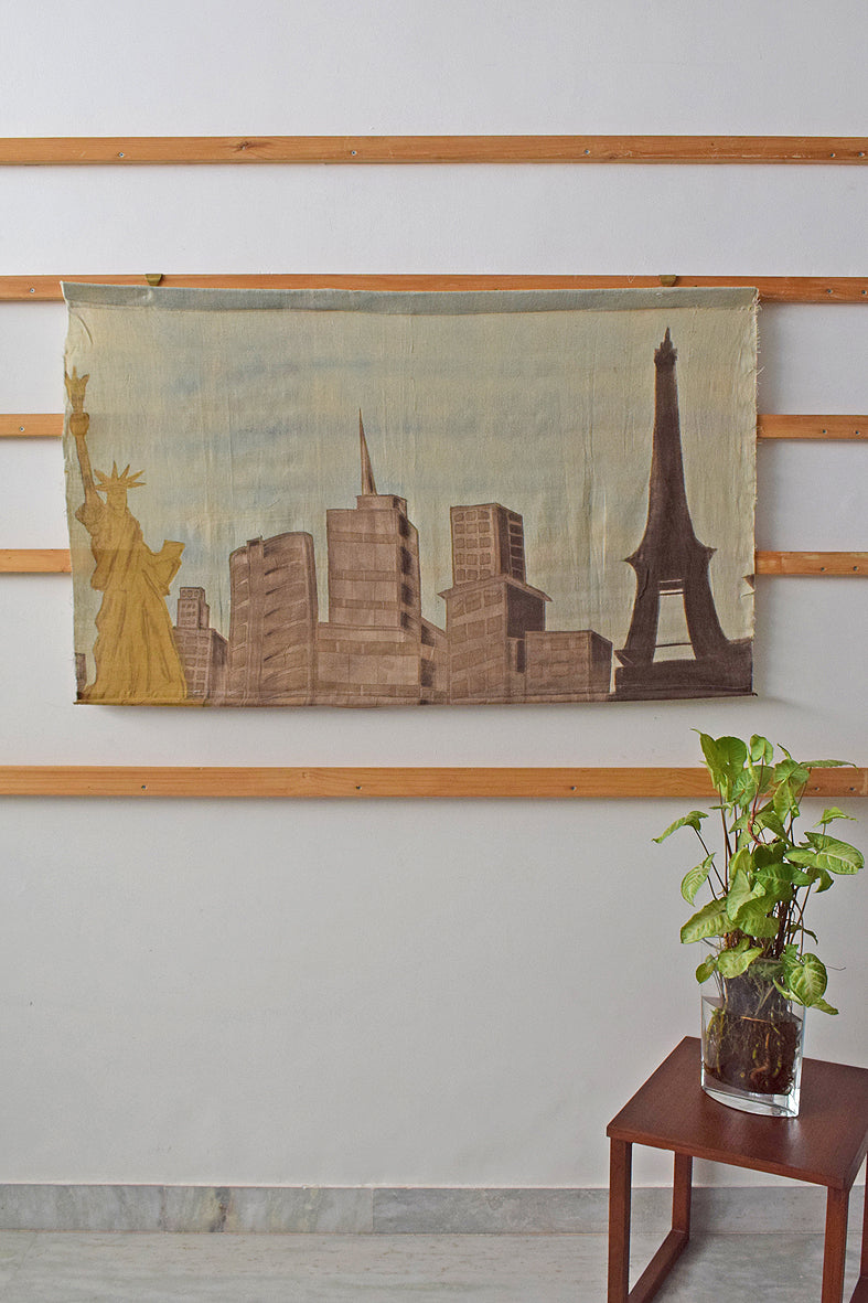 Landmark Building Natural Dye Painting Wall Art Hanging Online