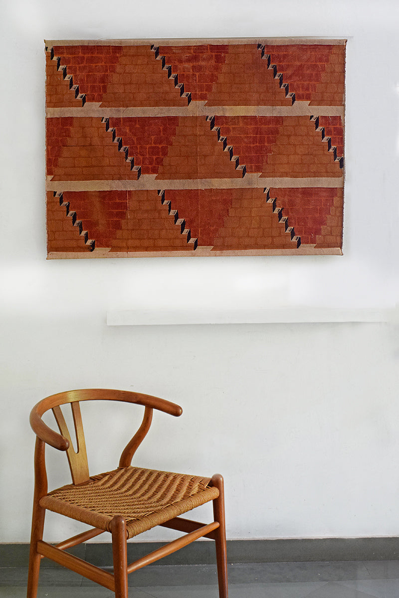 Bawri Steps Hand Painted Natural Dye Canvas Wall Art Hanging Online