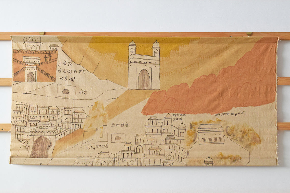 Walled City Map Hand Painted Natural Dye Canvas Wall Art Hanging Online