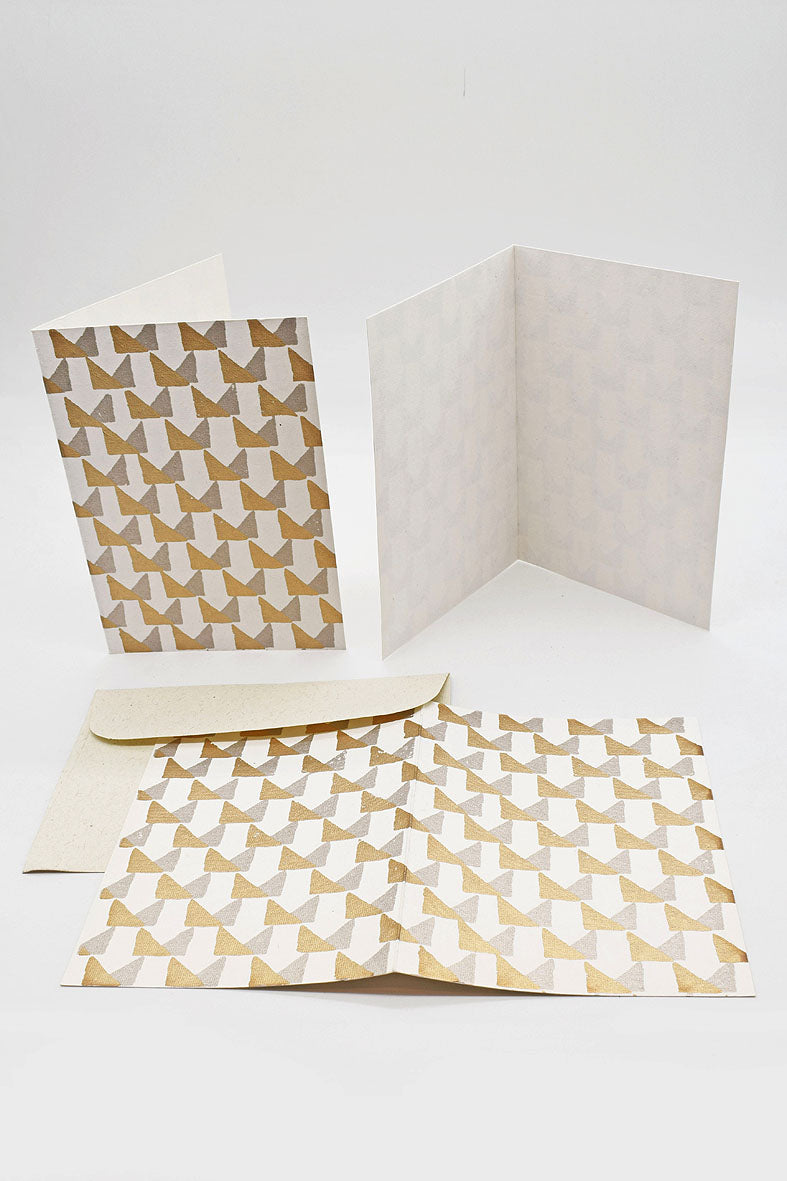 Triangle Grid Print Gift Card with Envelope 6x5, Set of 6