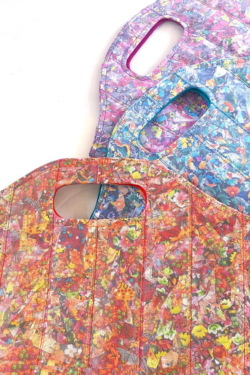 Chintz Stitched Rounds Gray Cotton Tote Evening Bag Online