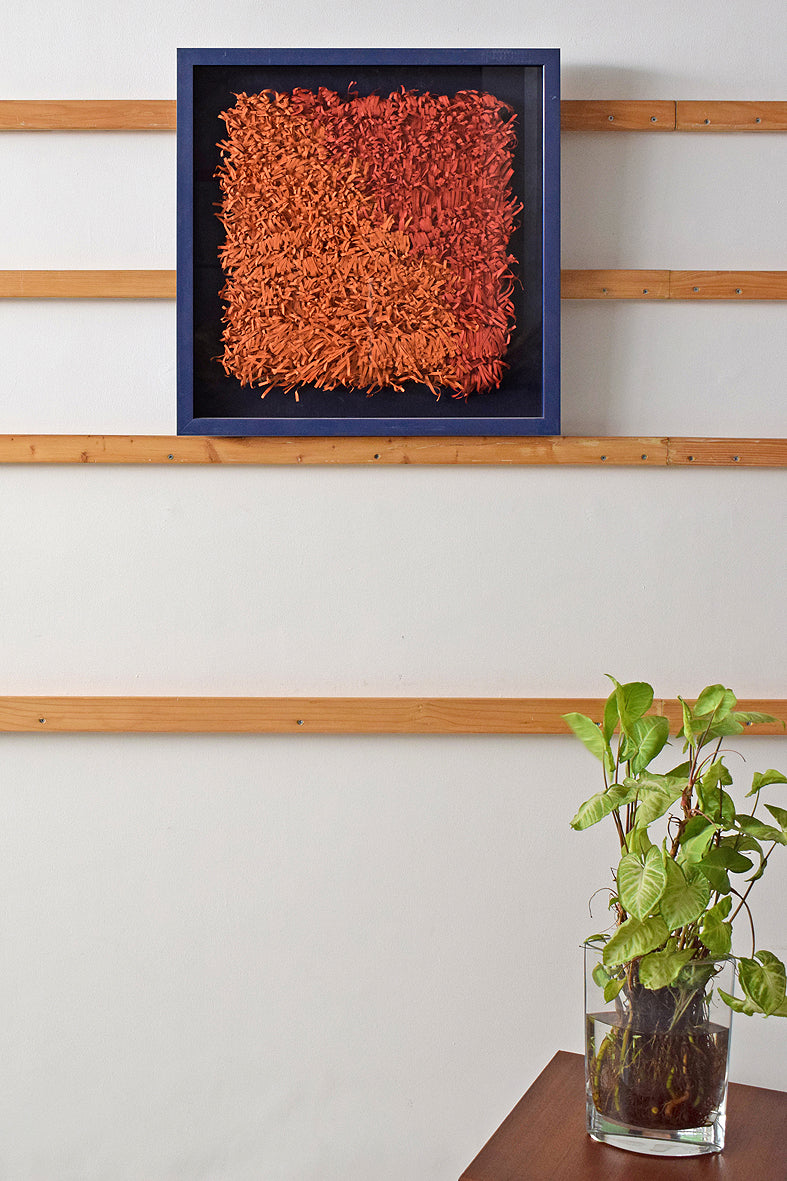 Red Orange Paper Fringes Weave Framed Wall Art Hanging Online