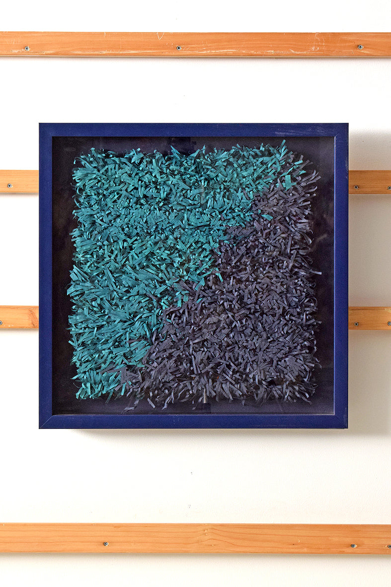 Blue and Green Paper Fringes Weave Framed Wall Art Hanging Online