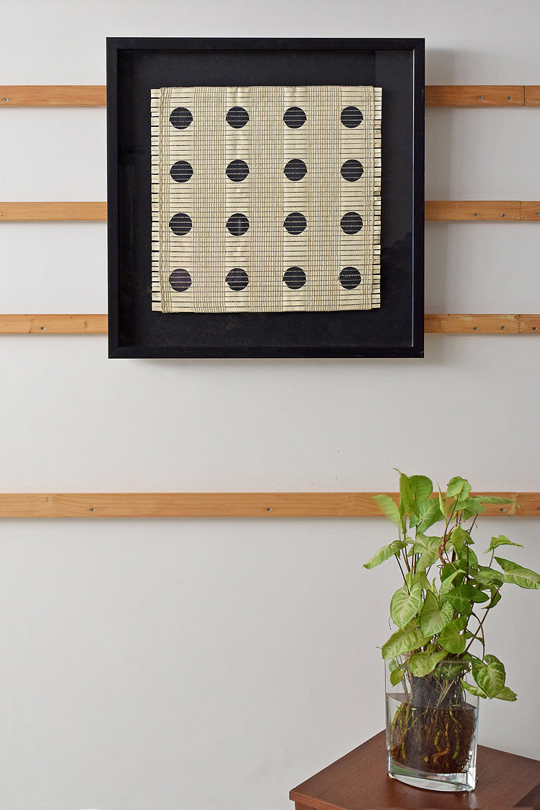 Circles Black & White Strip Weave Wall Art Hanging Online