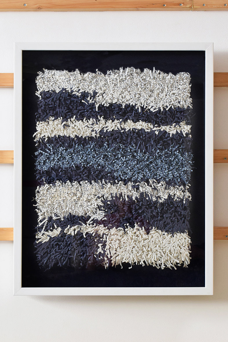 White & Blue Paper Fringes Weave Glass Framed Wall Art Online 25x32