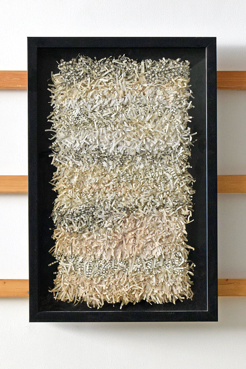 White Gray Paper Fringes Weave Framed Wall Art Online
