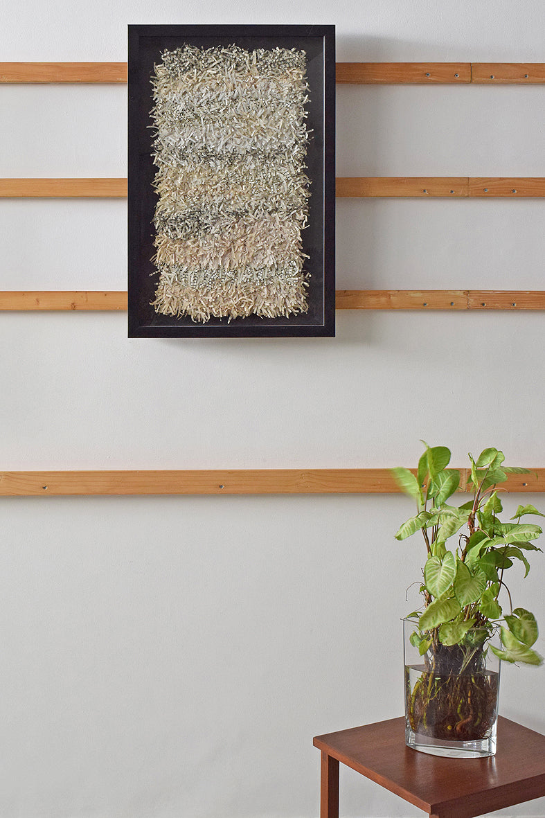 White Gray Paper Fringes Weave Framed Wall Art Online