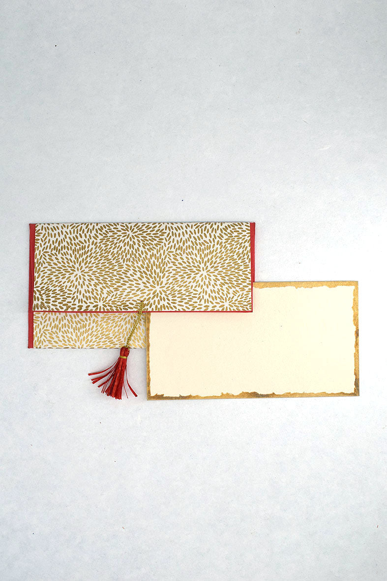 Rice Print Gift Envelopes with Cards, Set of 4, 8x4 each