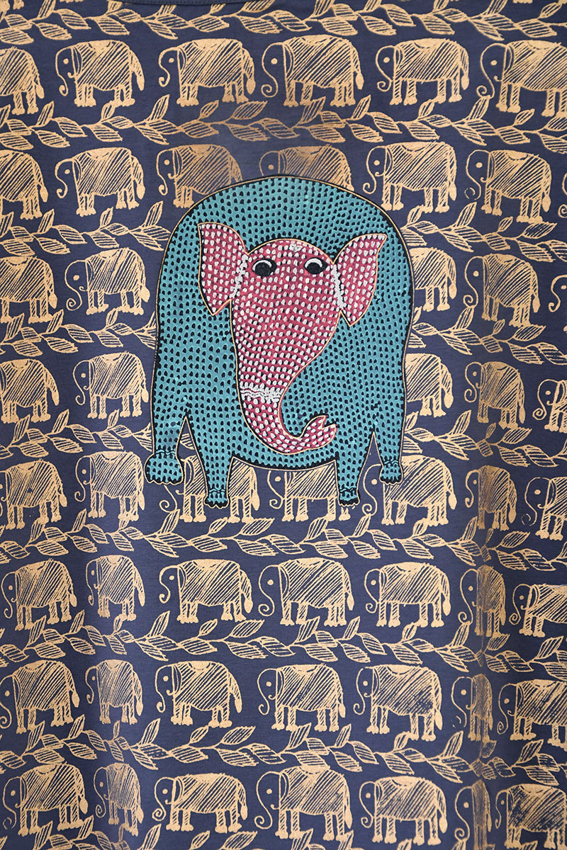 Neel Folk Elephant Gold Printed T-Shirt For Women Online