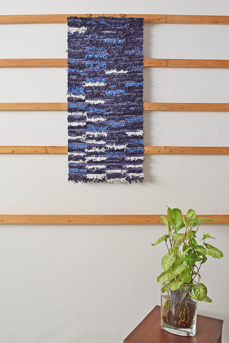 Blues & White Paper Fringes Weave Wall Art Hanging Online