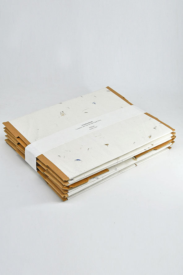 Corrugated Gift Boxes with Mixed Flowers & Grass Wrapper, Set of 4, 11x6.7
