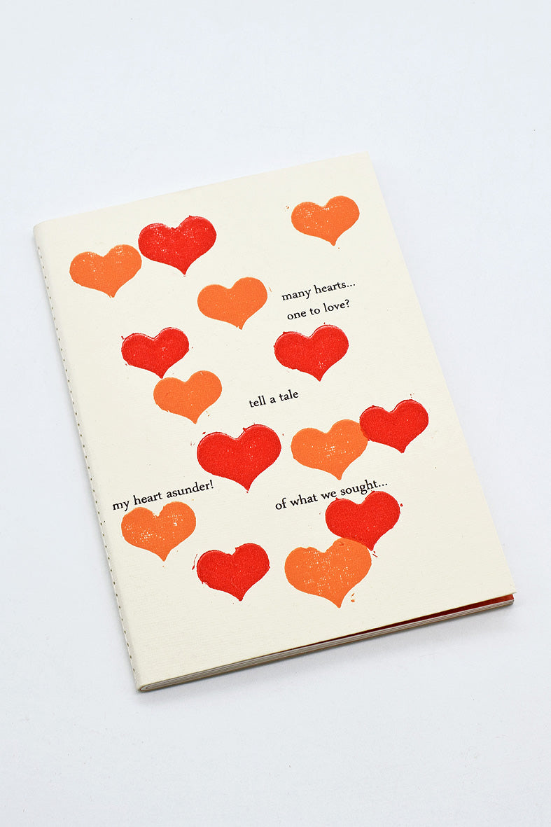 Love Shairi 6 Heart Print Soft Cover Notebooks, Vintage Poetry, A6 each