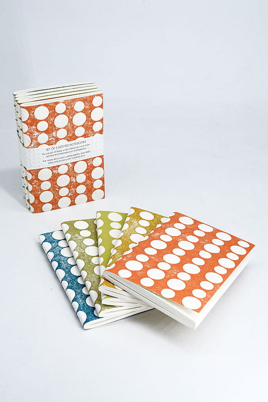 Dotted Notebooks, Set of 5 Soft Cover Notebooks, 5x3.5, ~32 leaves each