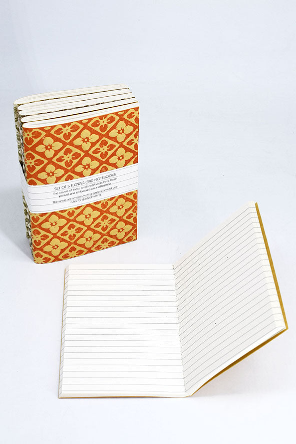 Multicolor Flower Grid Recycled Paper Notebooks Set Online